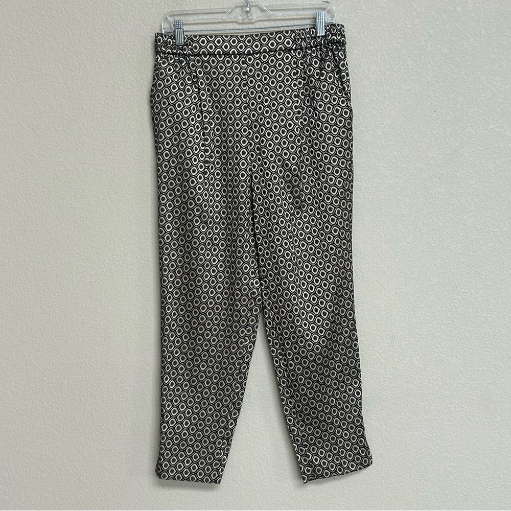 Anthropologie Women’s Slim Ankle Pants Black Gold Geometric Print Size‎ Medium